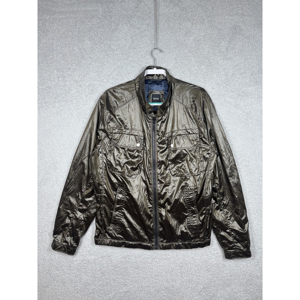 Hugo Boss Jacket Mens 46R Brown Carnos Full Zip Lightweight Pockets